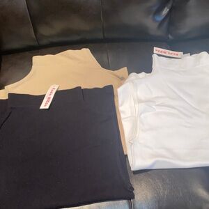 Mock Turtlenecks ONE SIZE  in Black, White, and Tan SLEEVELESS